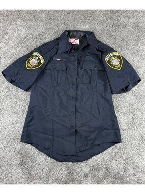Vintage Graham Security Service Uniform Shirt USA Wool Blend Patch 16
